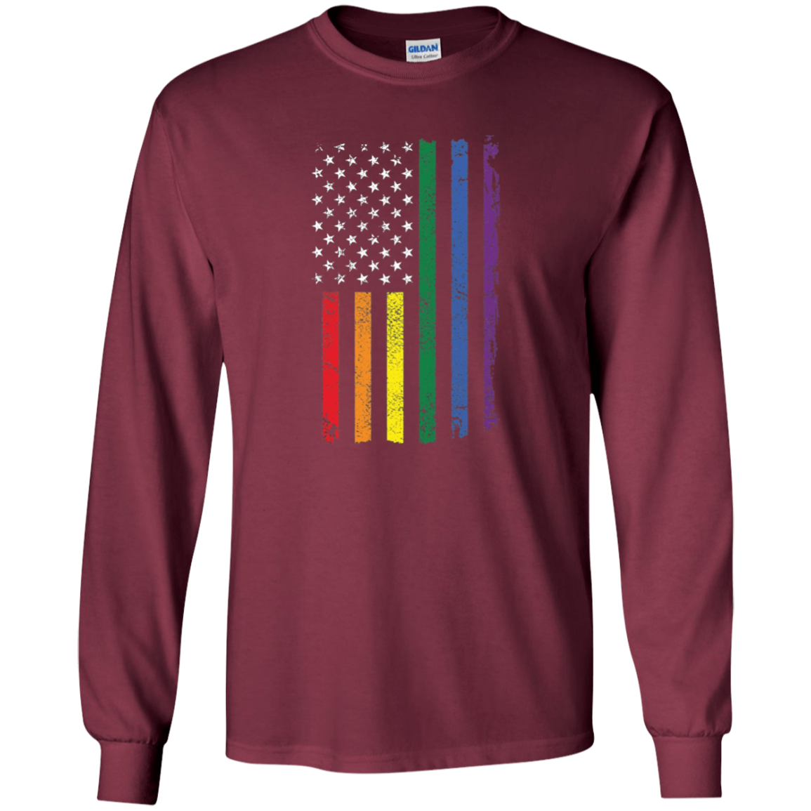 American Flag Rainbow LGBT Supporter Long Sleeve Tshirt