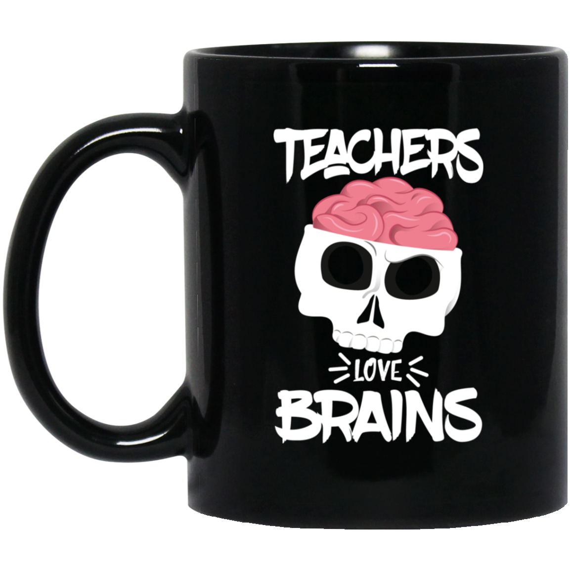 Funny Halloween Skull Teachers Love Brains Long Sleeve Shirt