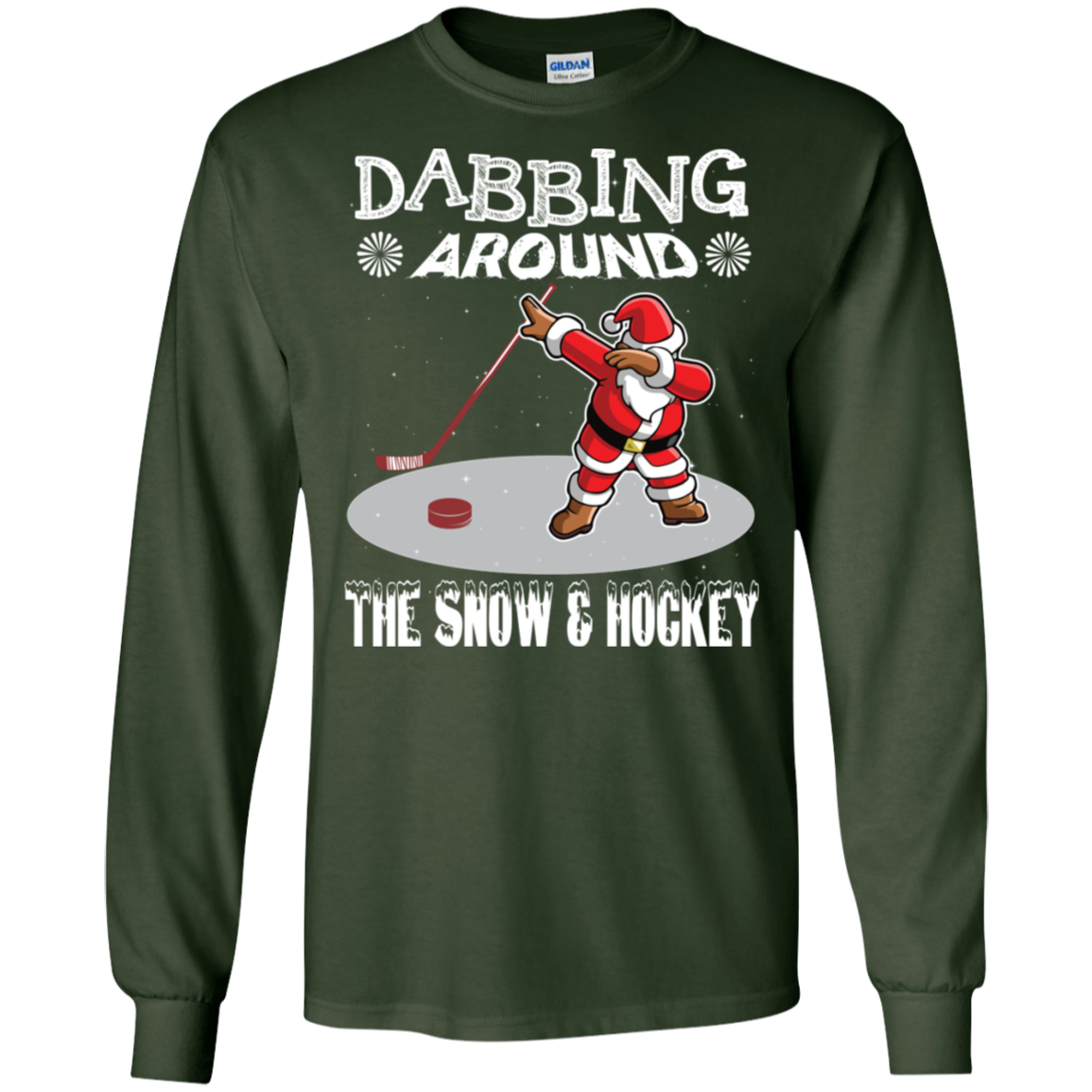 Santa Dabbing Around The Snow & Playing Hockey Fun Shirt