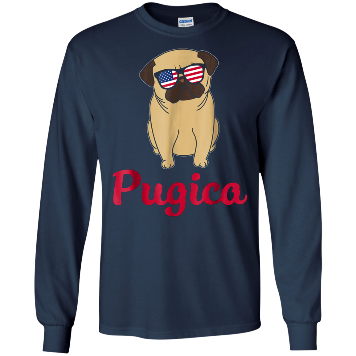 American Flag Pug T-Shirt 4th July Shirt Gift 2018