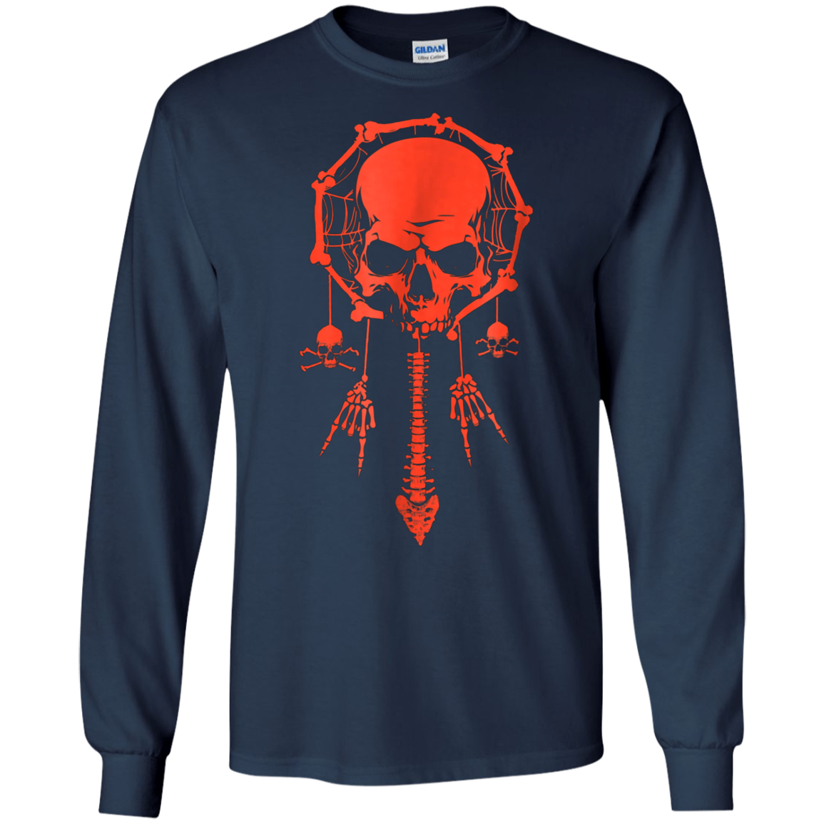 Funny Halloween T-Shirt Skull Dream Catcher Bone Rock Hand