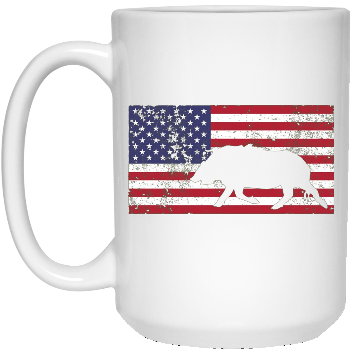 American Flag Patriotic Wild Feral Pig Hunting T-Shirt USA