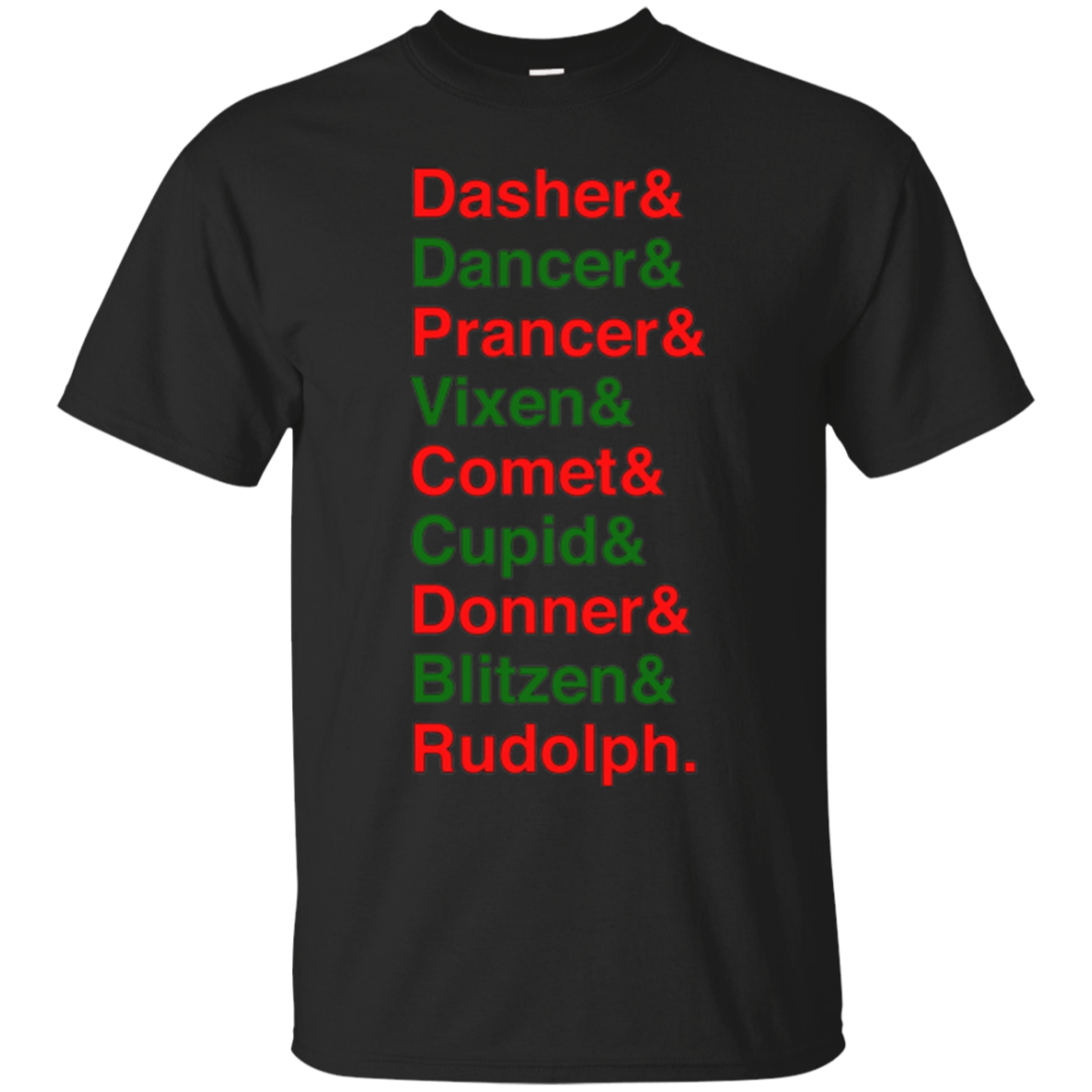 T-shirt liste de caractères de renne du père noël
