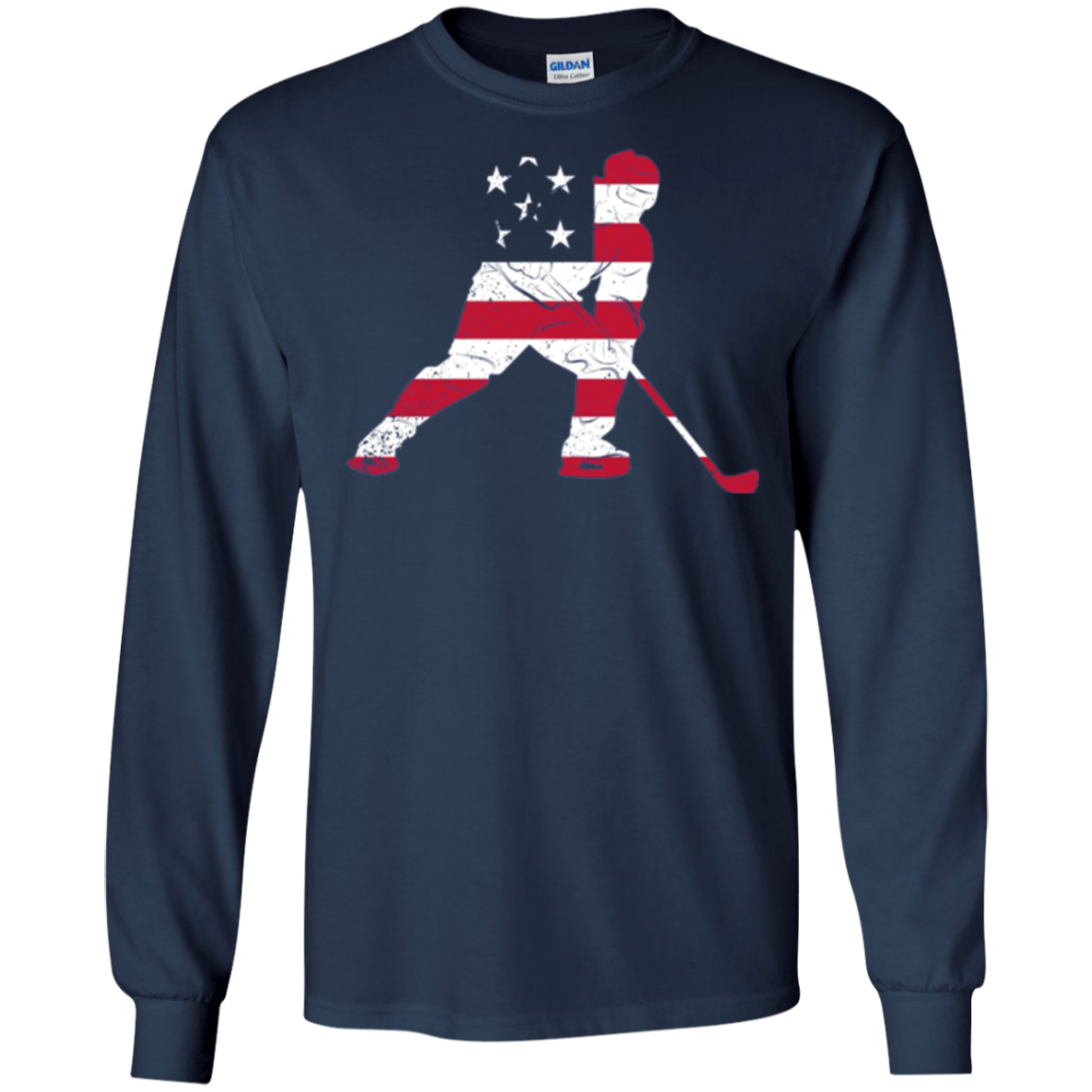 American USA Flag Ice Hockey T-Shirt Patriotic Sports Gift