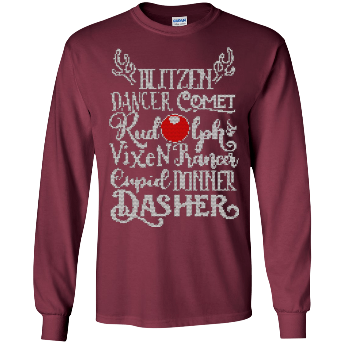 Santa's Reindeer Rudolph List Christmas Sweater Gift T-Shirt