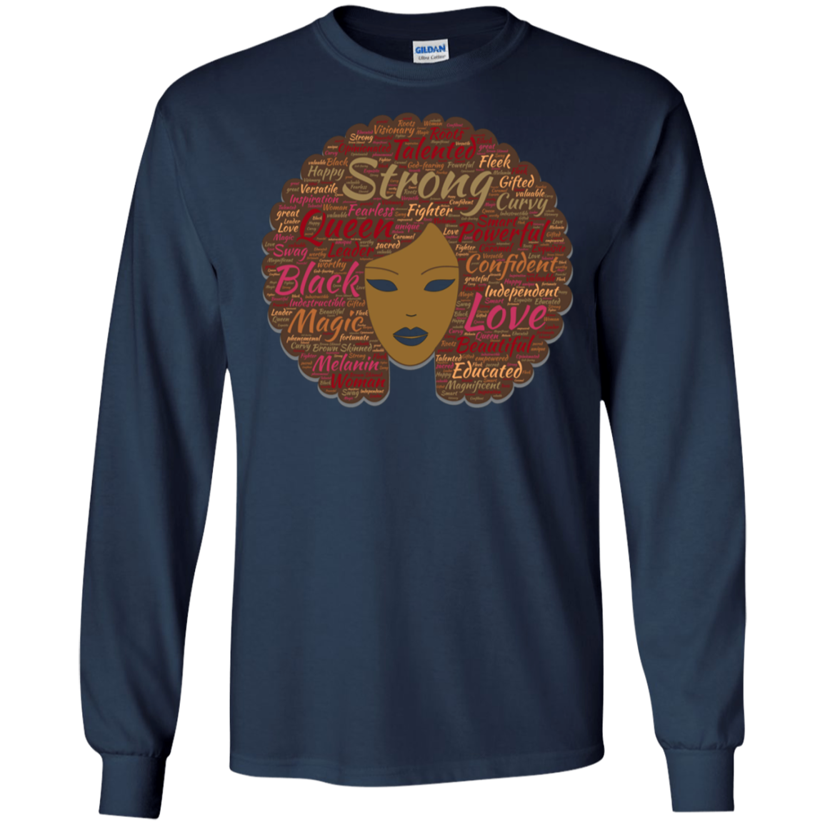 Afro Word Art Black History Month Natural Hair T-Shirt