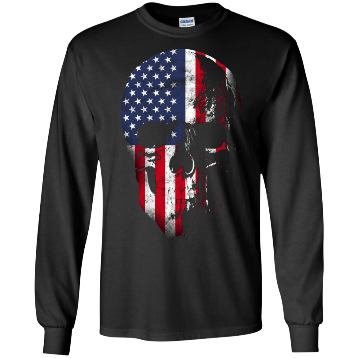 American Flag Skull Patriotic 4th of July T-Shirt