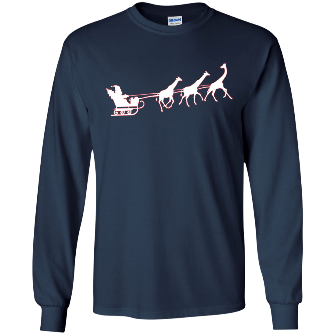 African Santa Sleigh Giraffe T-shirt Merry Christmas Gifts