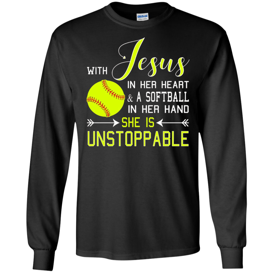 WITH JESUS IN HER HEART & A Softball Hand She Is T-Shirt