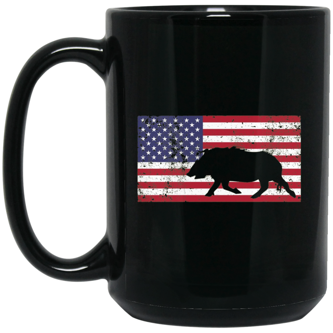 American Flag Patriotic Wild Feral Pig Hunting T-Shirt USA