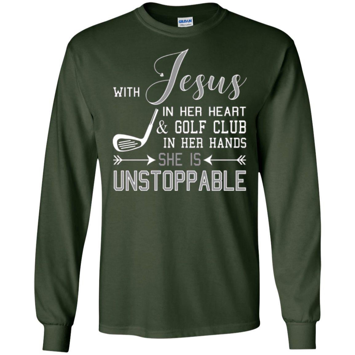 WITH JESUS IN HER HEART & GOLF CLUB HANDS SHE IS T-shirt