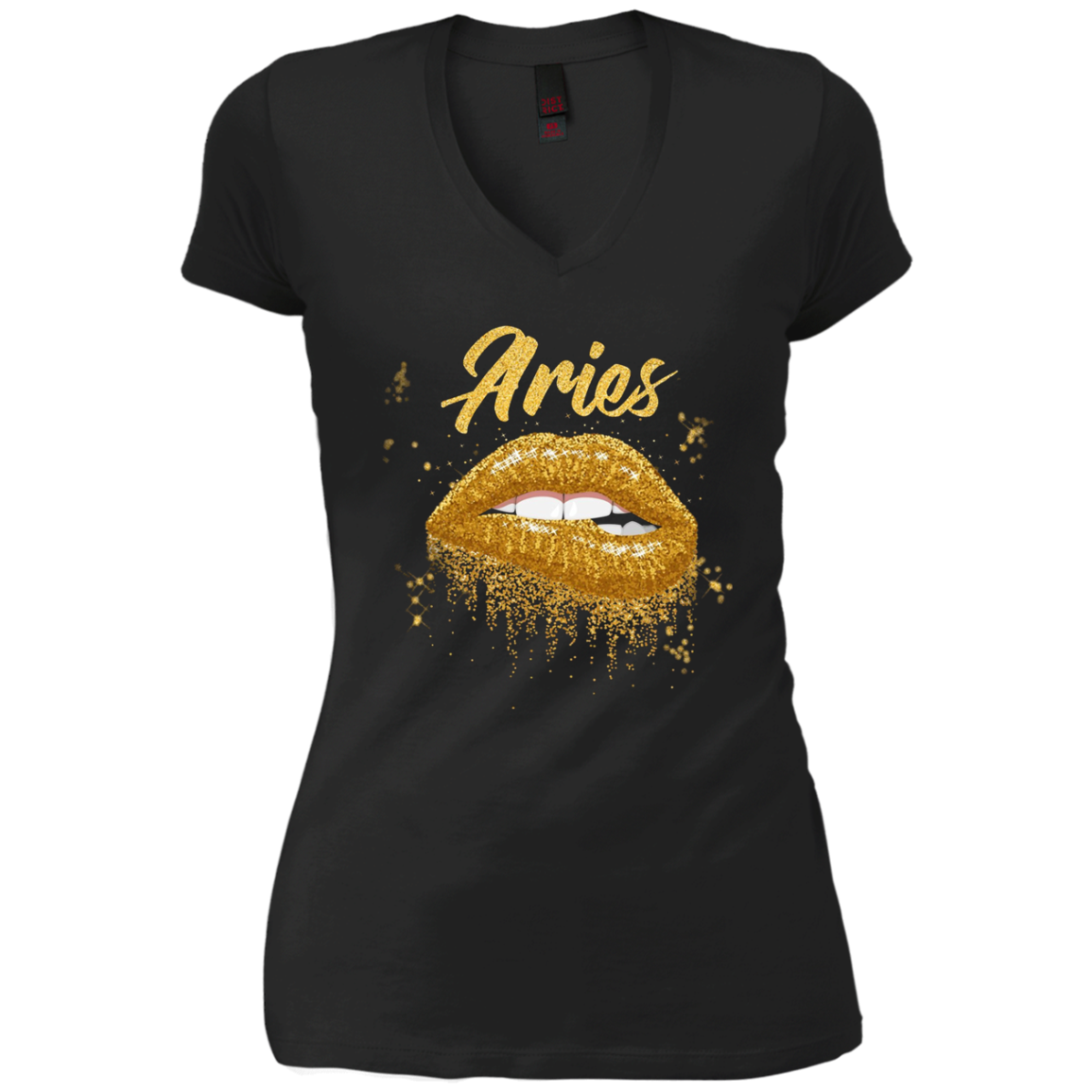 Aries Zodiac Birthday Golden Lips T-Shirt for Black Women