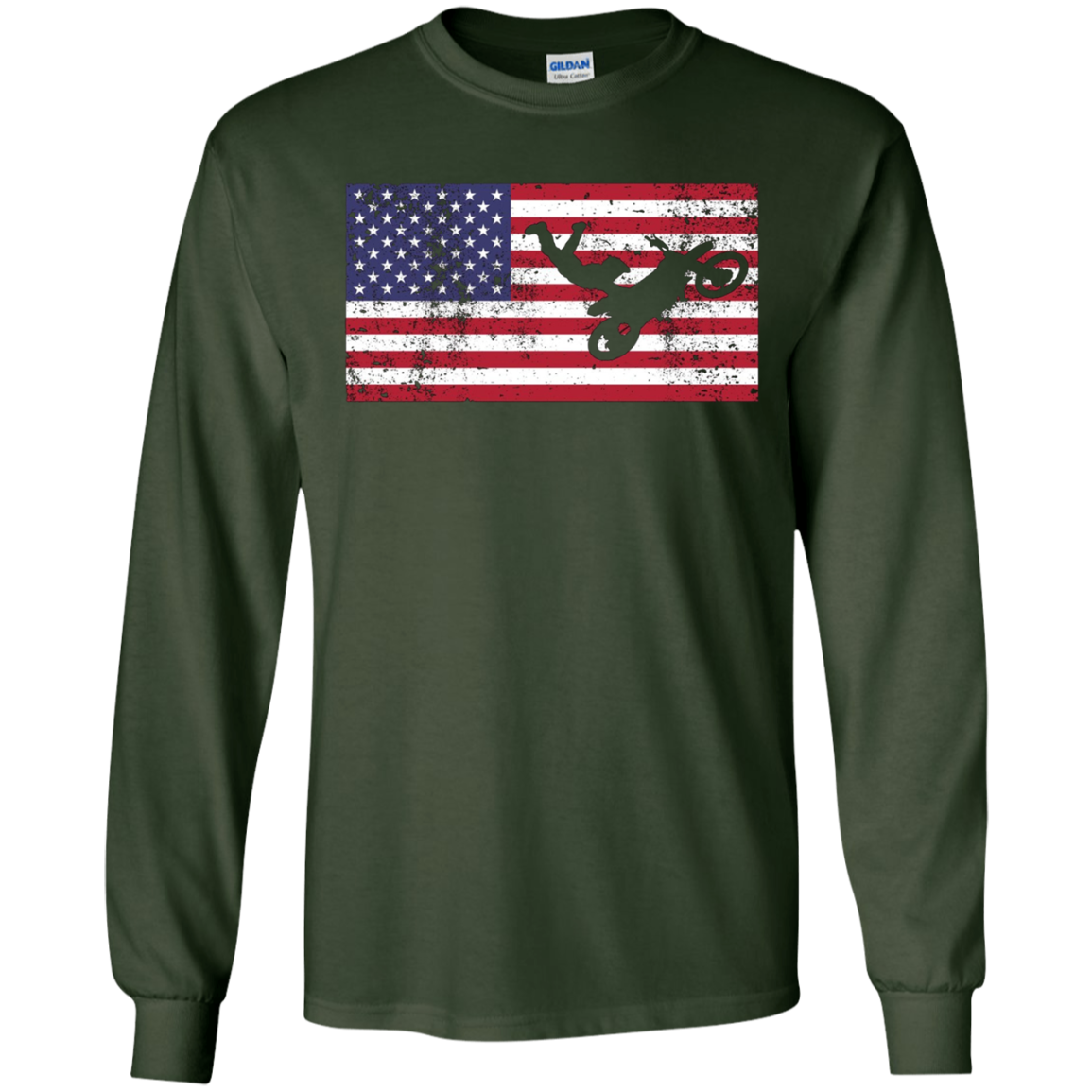 American Flag Motocross Motorcycle Patriotic T-Shirt Fun