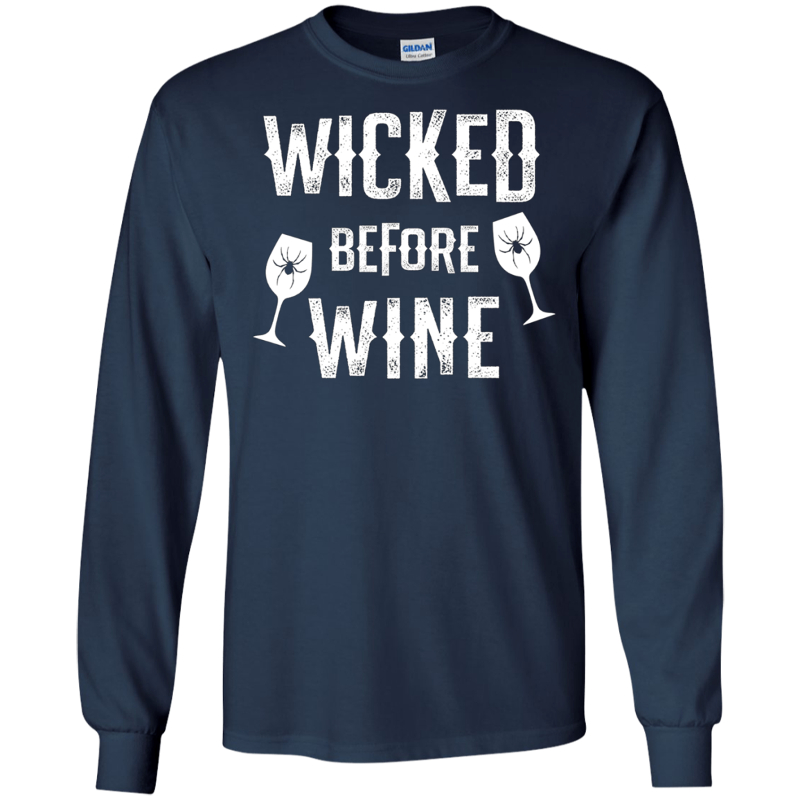 Funny Halloween Wine Long Sleeve Shirt Wicked Before Wine