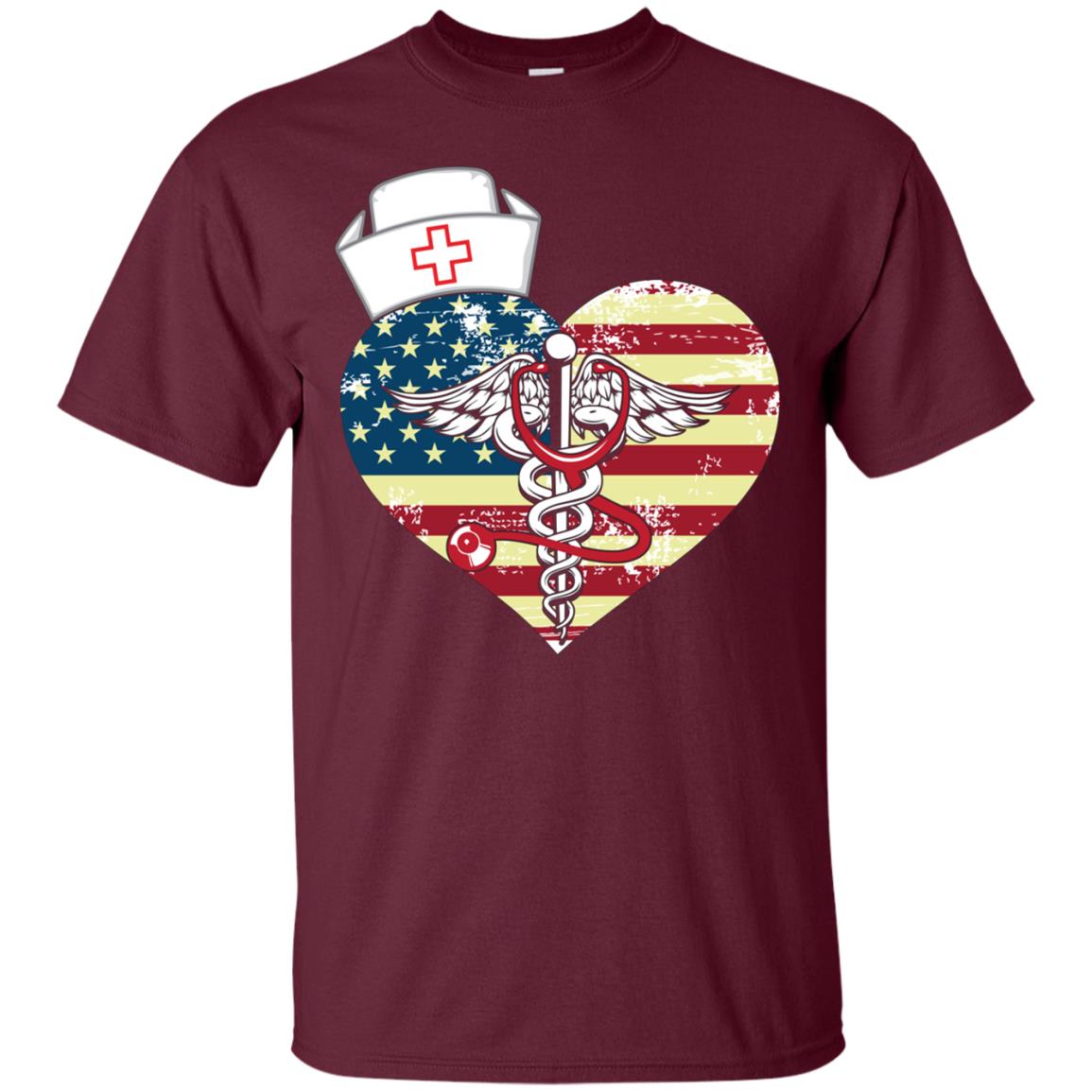 American Flag Nursing Heart National Nurse Week T-shirt