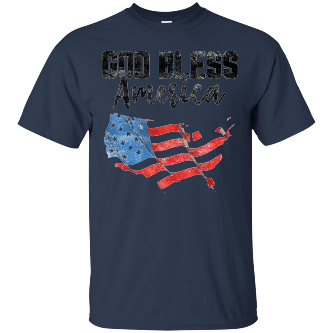 American Flag T-Shirt God Bless America 4th of July Tee Unis