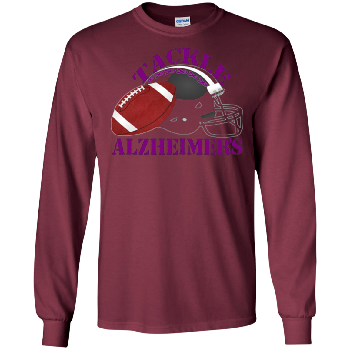 Alzheimer Awareness Purple Ribbon T-Shirt For Football Fans