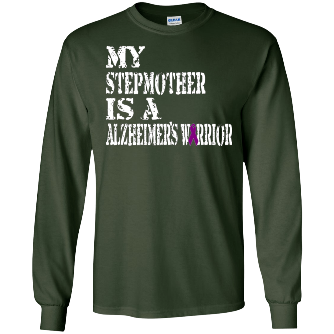 Alzheimer's Awareness T-Shirt For Stepmother Purple Ribbon
