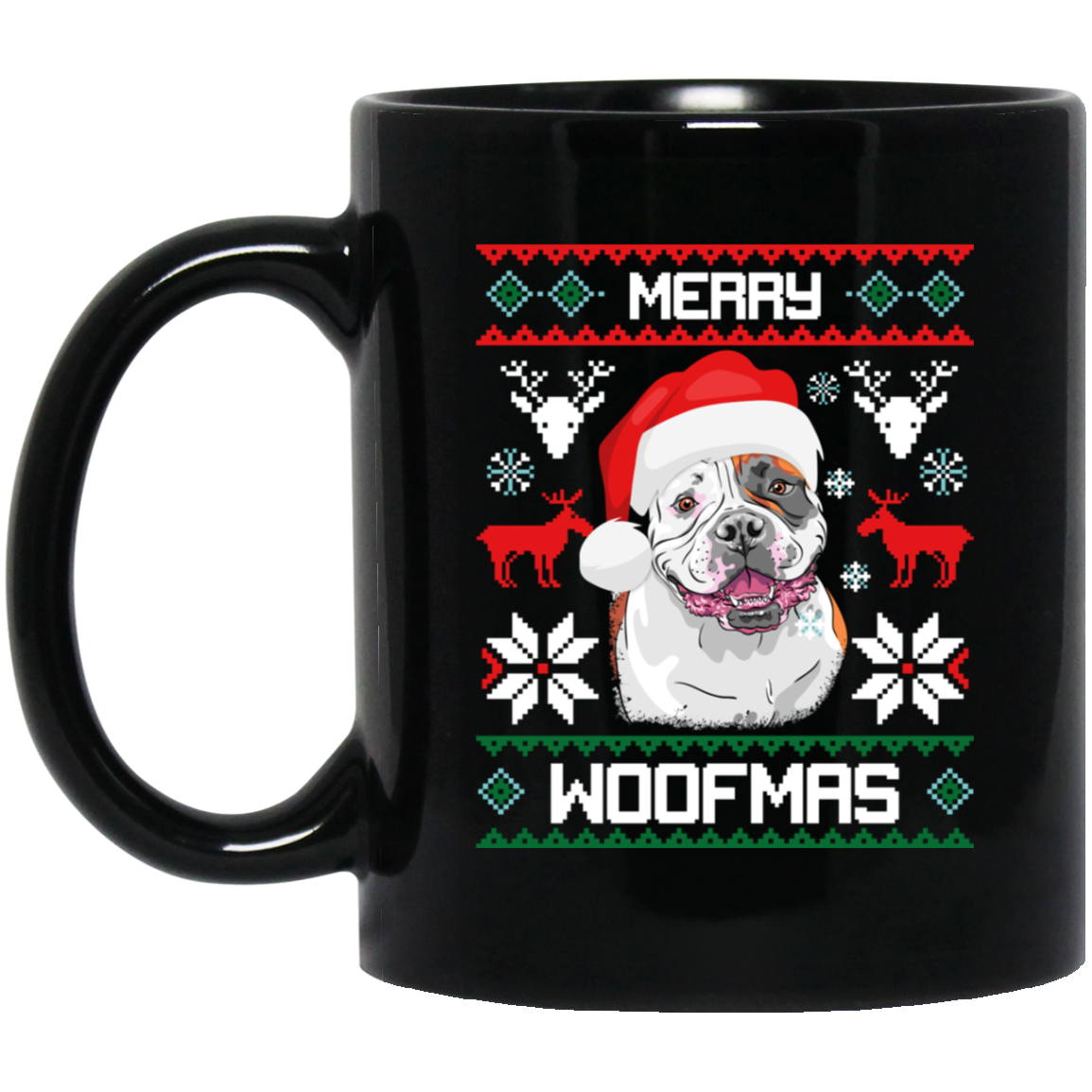 American Bulldog Merry Woofmas T-Shirt Christmas
