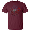 Image of American Flag Red White and Dingers Vintage Baseball T-shirt