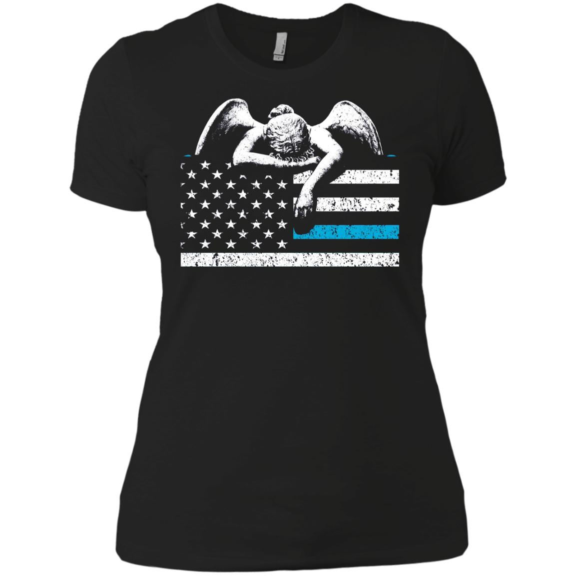 Angel Weeping Thin Blue Line Flag to Honor the Fallen
